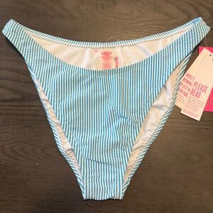 Lilly Pulitzer Swim Pico High Cut Bikini Bottom Size‎ 12 Seersucker Stripe